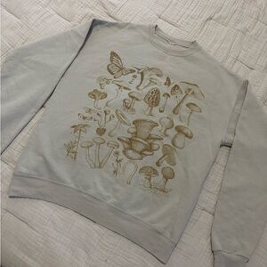 Women's Gray Sweater with Mushroom Print